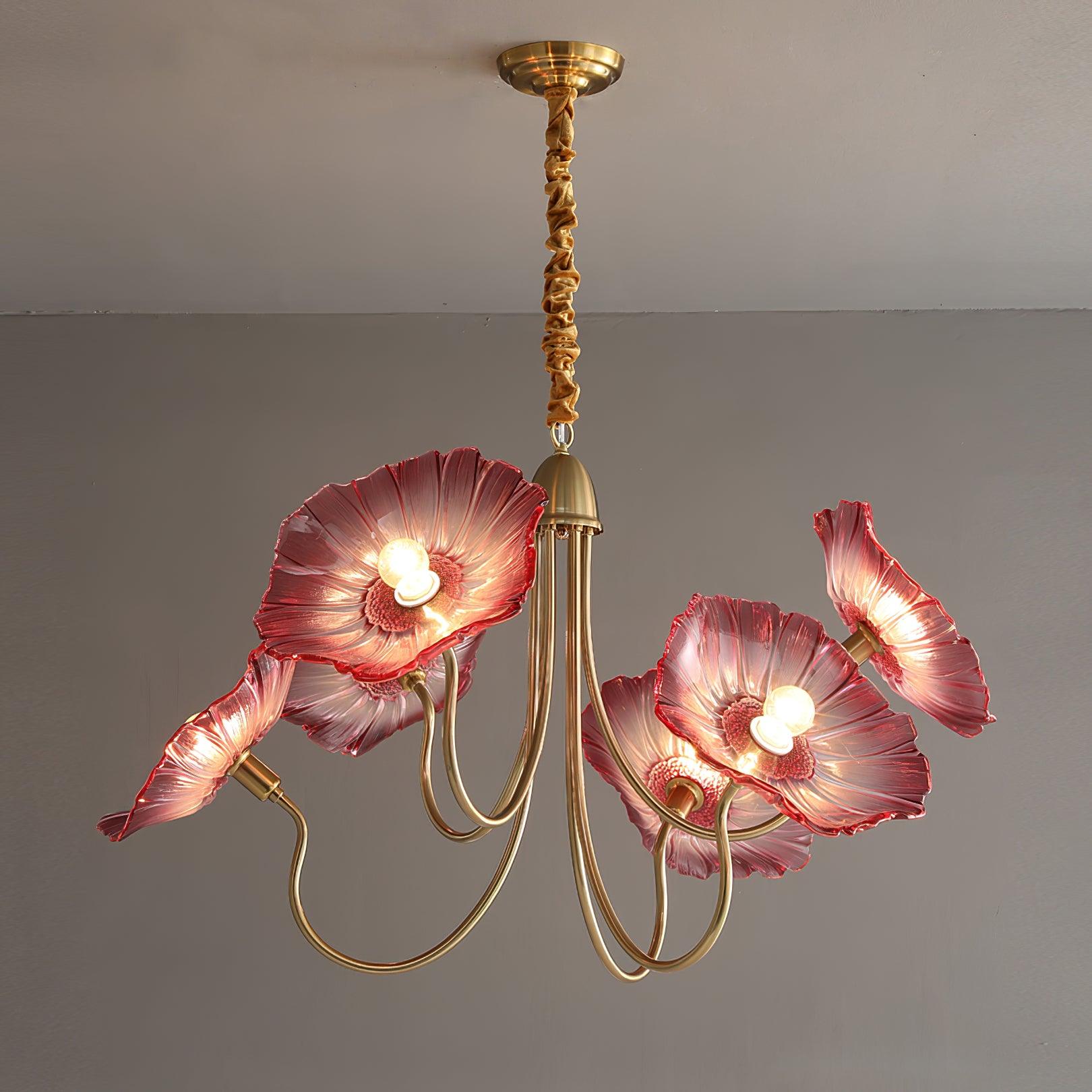 6 Pink Morning Glory Pendant Lamp