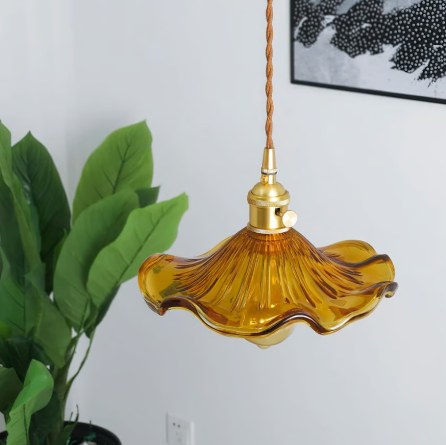 Honey Hibiscus Flower Pendant Lamp