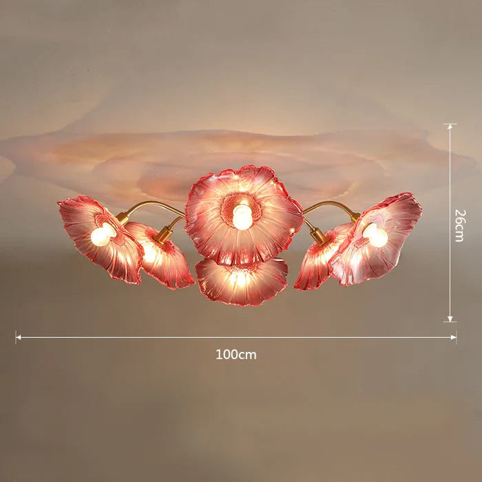 6 Pink Morning Glory Pendant Lamp