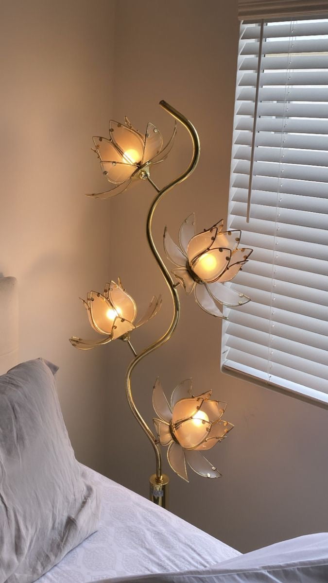 Cream Lotus Flower Floor Lamp