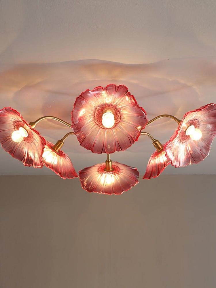 6 Pink Morning Glory Pendant Lamp