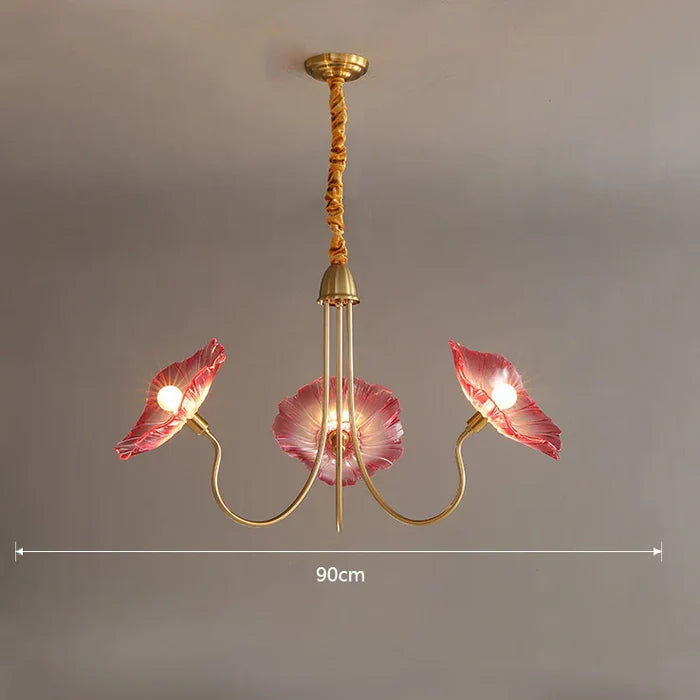 3 Pink Morning Glory Pendant Lamp