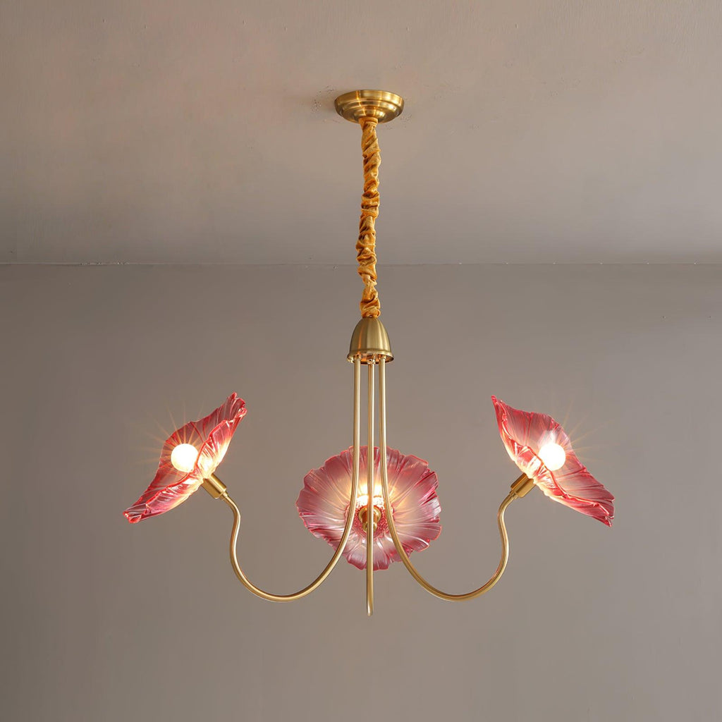 3 Pink Morning Glory Pendant Lamp