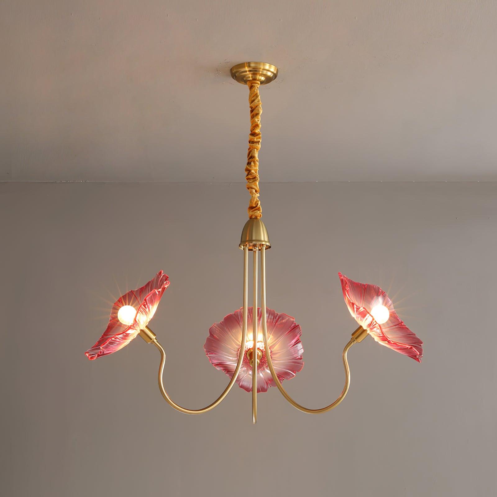 3 Pink Morning Glory Pendant Lamp