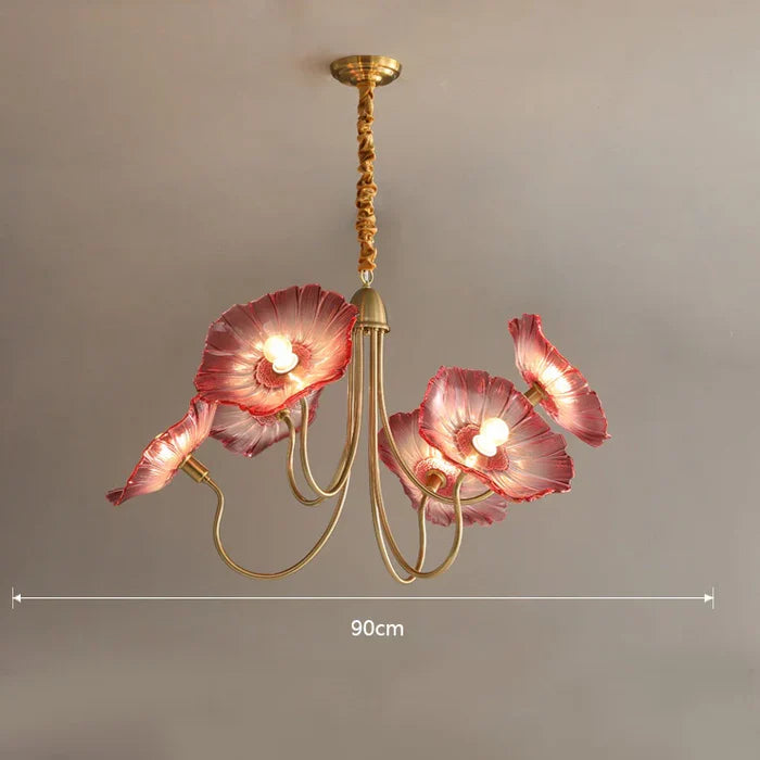 6 Pink Morning Glory Pendant Lamp