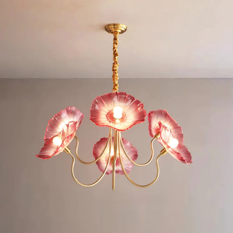 6 Pink Morning Glory Pendant Lamp
